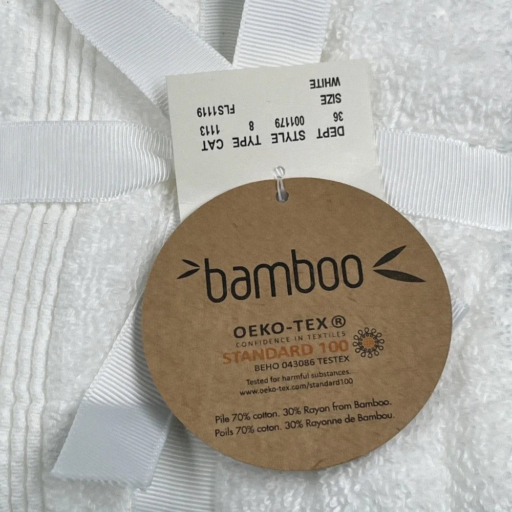 Bamboo Oeko-Tex Standard 100 White Wash Cloths Lot of 8 NWT